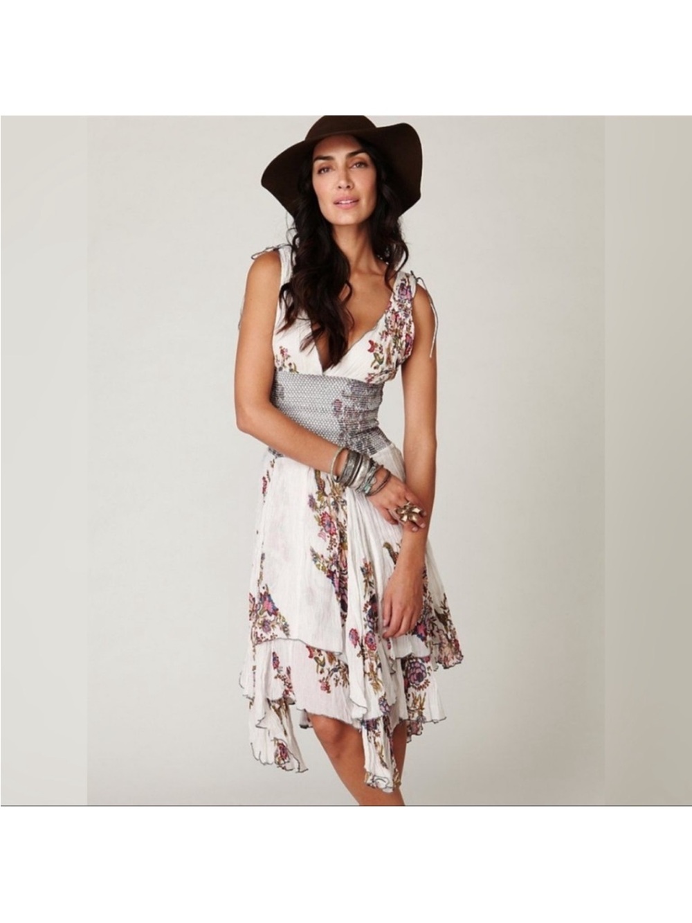 Free People wisteria gauzey white shirred Summer Dress - FP XS